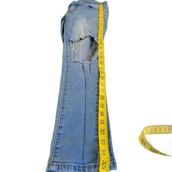 Final Price -Light Blue Distressed Low Rise Jeans - BamBoo Size 3/4 - Picture 8 of 11